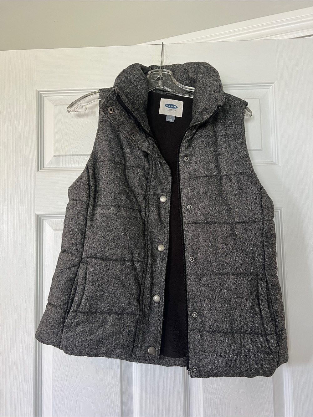 Old Navy Gray Quilted Wool-Blend Puffer Vest